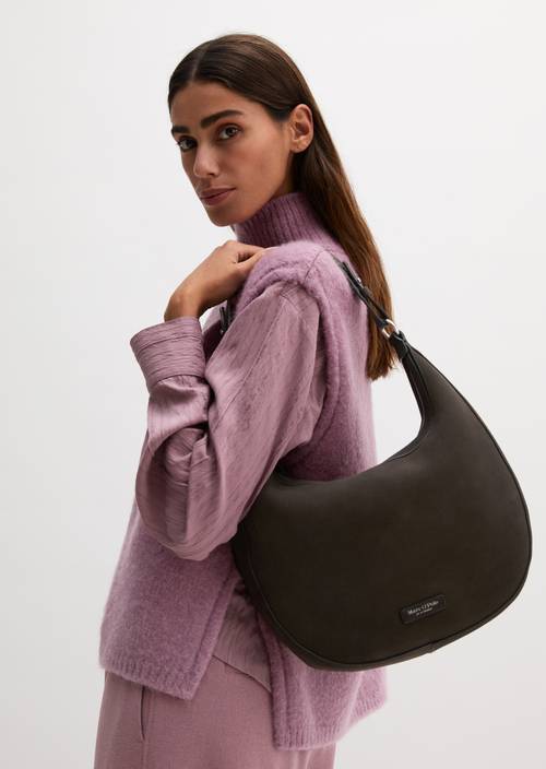 Bellilo Medium Shoulder Bag Burnt Coffee worn on model