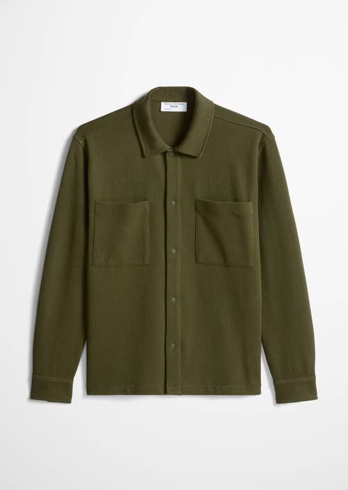 Surchemise ample en jersey côtelé Olive Drab en vue isolée sans mannequin