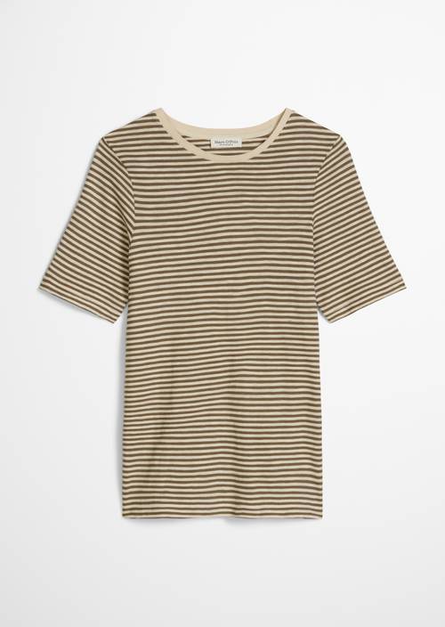 Camiseta a rayas de corte ajustado Medium Brown en vista aislada sin modelo