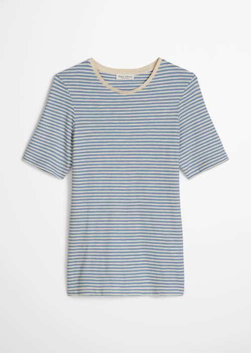 Maglietta a righe slim Light Blue in vista isolata senza modella