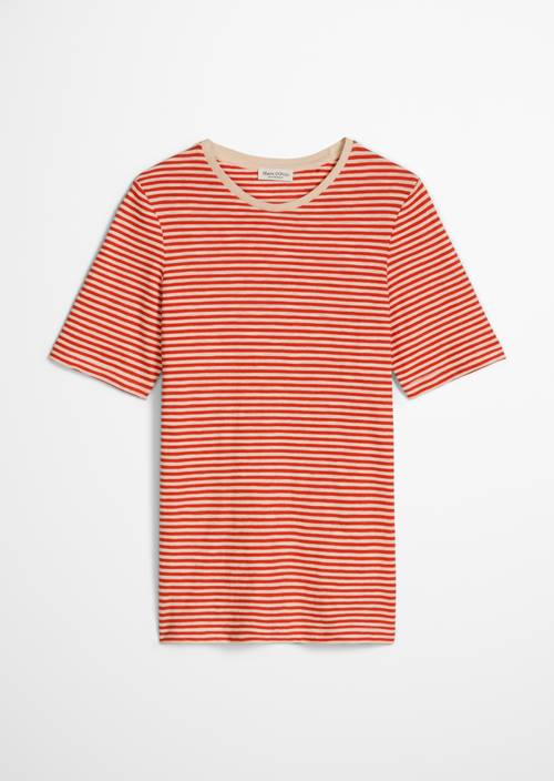 Gestreiftes T-Shirt slim Medium Red in freigestellter Ansicht ohne Model