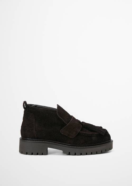 Mocassins à talon court, modèle Erin Burnt Coffee vue extérieure de la chaussure droite