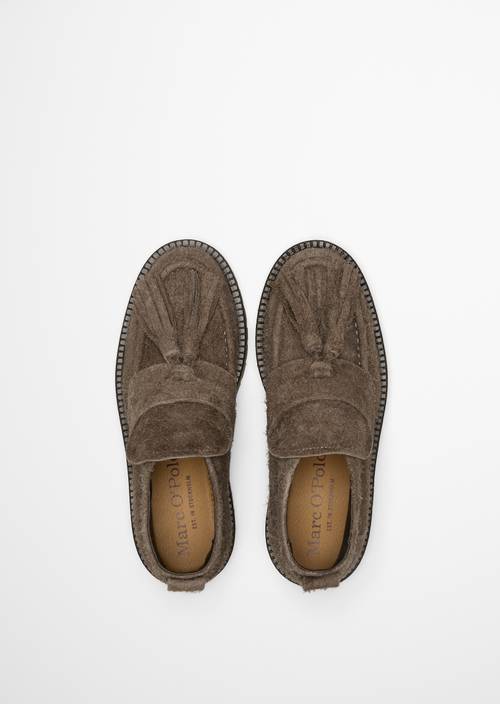 Enkel-loafer model Erin Dark Taupe in bovenaanzicht