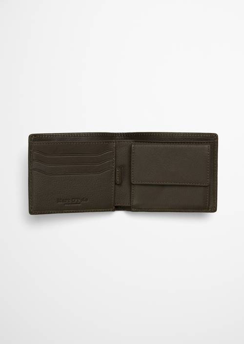 Tom Wallet Dusty Olive shown opened
