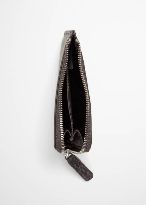 Zipper-Börse Model Timon Dark Nickle geöffnet dargestellt