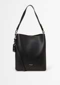 Brinja Medium Hobo Bag made of grained cowhide leather - black