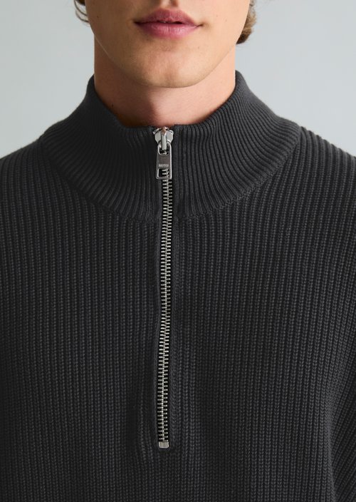 Regular-Fit Knitted Turtleneck — Black