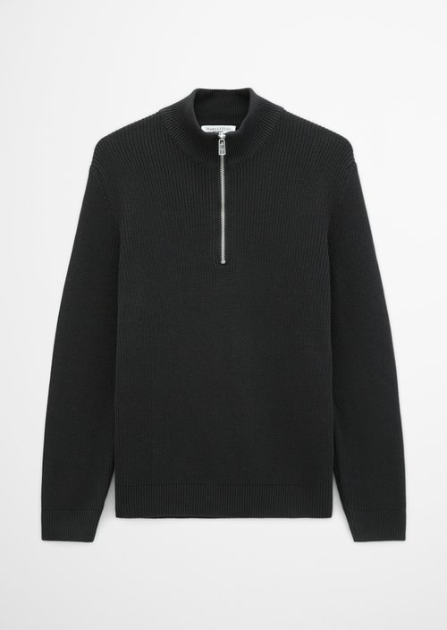 Regular-Fit Knitted Turtleneck — Black