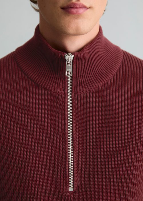 Regular-Fit Knitted Turtleneck — Burgundy
