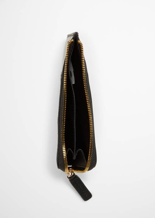 Porte-monnaie à fermeture éclair, modèle Florica Black présenté ouvert