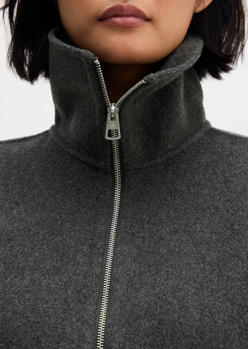 Vlněná bunda, střih regular Middle Grey Melange v detailním pohledu