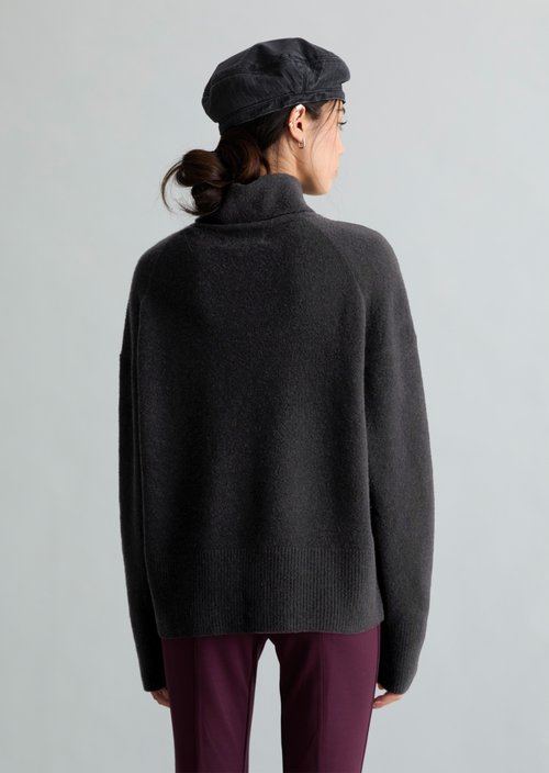 Relaxed-fit turtleneck sweater — Black Melange