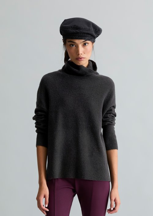 Relaxed-fit turtleneck sweater — Black Melange