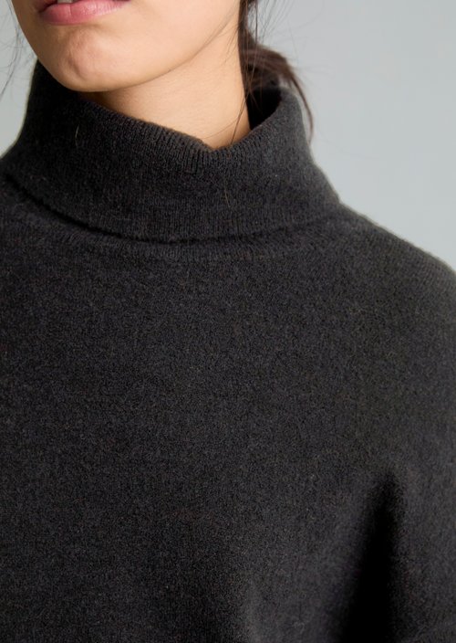 Relaxed-fit turtleneck sweater — Black Melange
