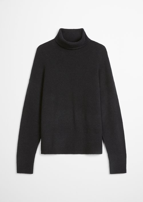 Relaxed-fit turtleneck sweater — Black Melange