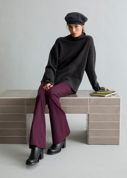 Relaxed-fit turtleneck sweater — Black Melange