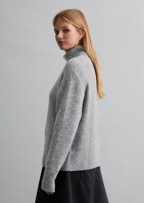 Relaxed-fit turtleneck sweater — Dark Shadow Melange