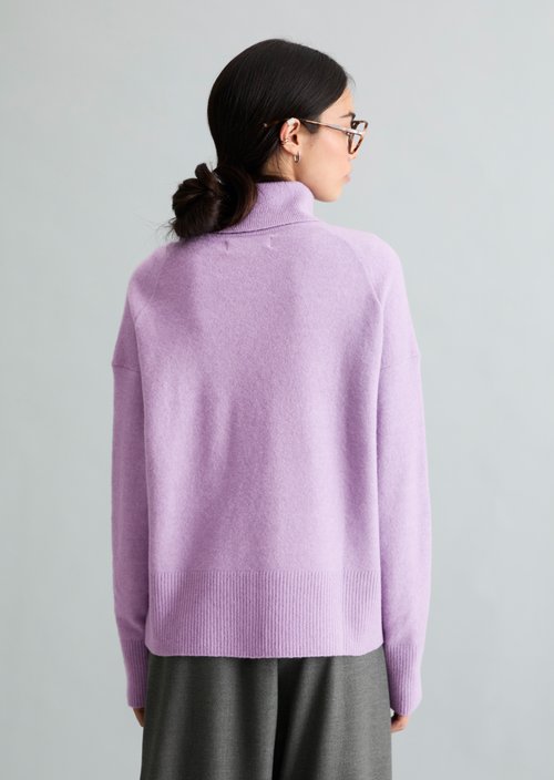 Relaxed-fit turtleneck sweater — Light Purple Melange