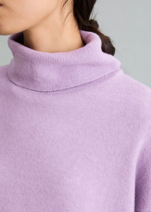 Relaxed-fit turtleneck sweater — Light Purple Melange