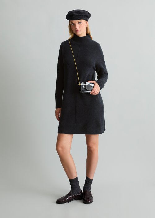 Oversized knit dress — Black Melange