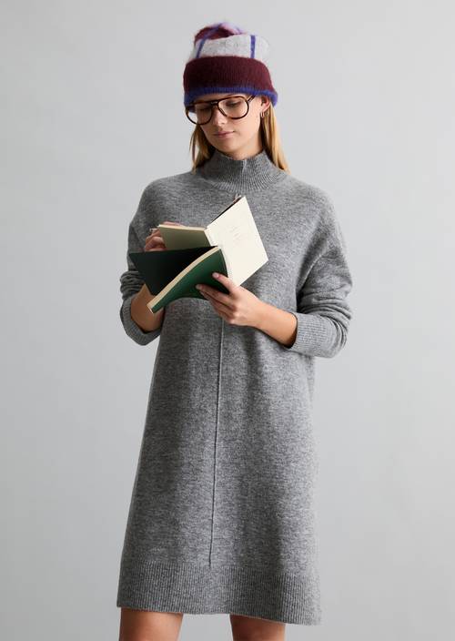 Oversized knit dress Dark Shadow Melange in front view