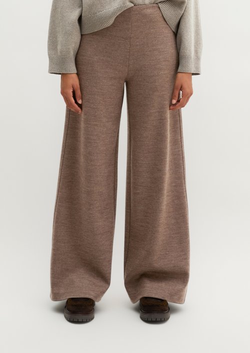 Wide-leg jersey pants — Soft Brown Melange