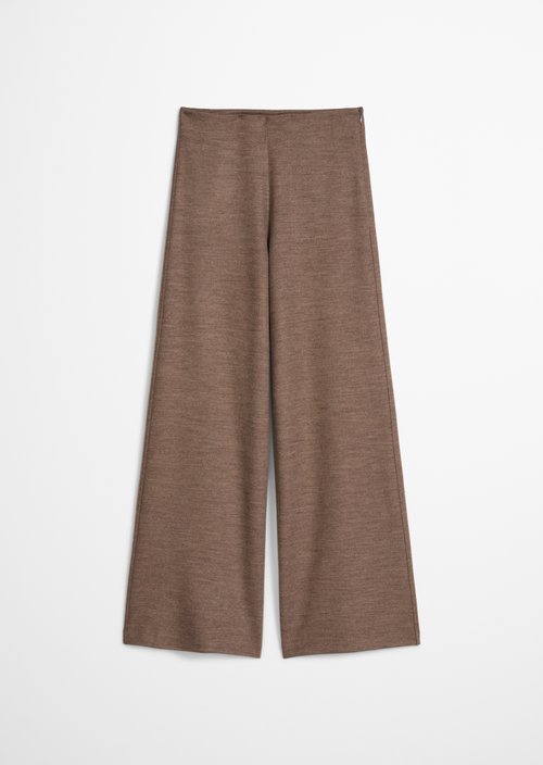 Wide-leg jersey pants — Soft Brown Melange