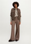 Wide-leg jersey pants made from a virgin wool-cotton blend - brown