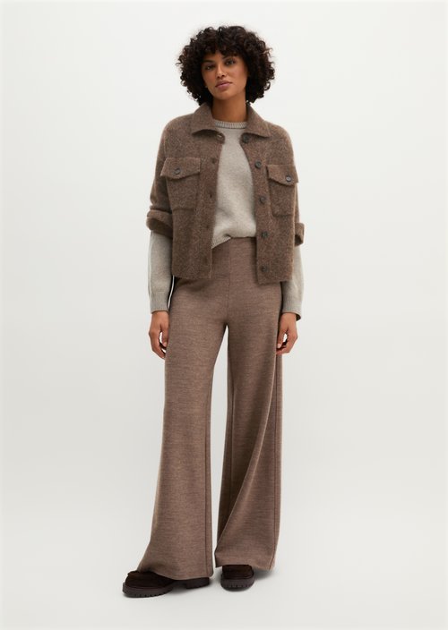 Wide-leg jersey pants — Soft Brown Melange