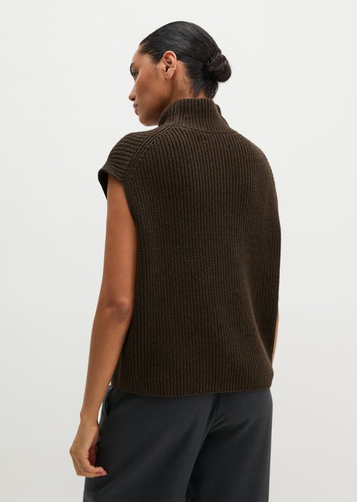 Relaxed Sleeveless Sweater — Stone Brown Melange