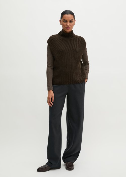 Relaxed Sleeveless Sweater — Stone Brown Melange