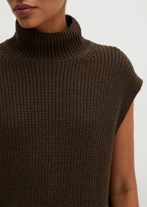 Relaxed Sleeveless Sweater — Stone Brown Melange