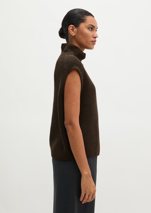 Relaxed Sleeveless Sweater — Stone Brown Melange