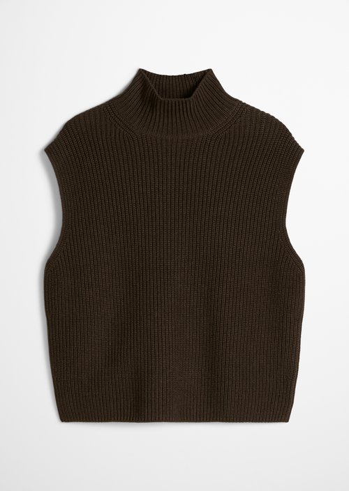 Relaxed Sleeveless Sweater — Stone Brown Melange