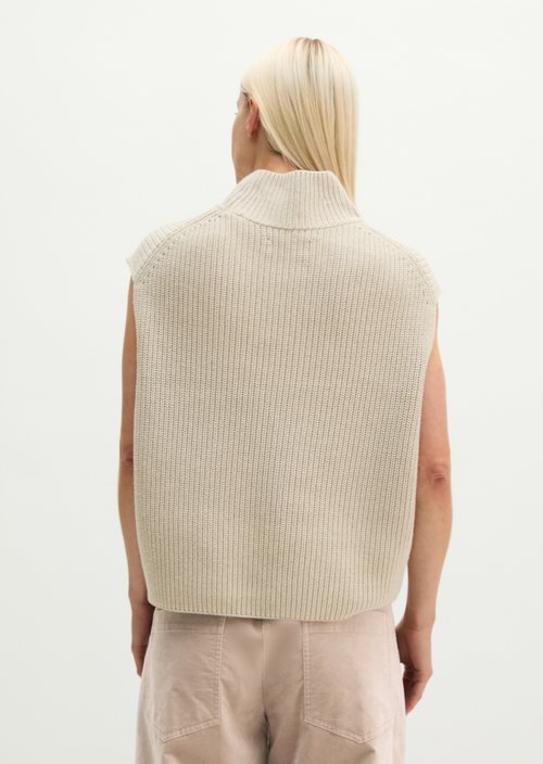 Relaxed Sleeveless Sweater — Light Stone Melange