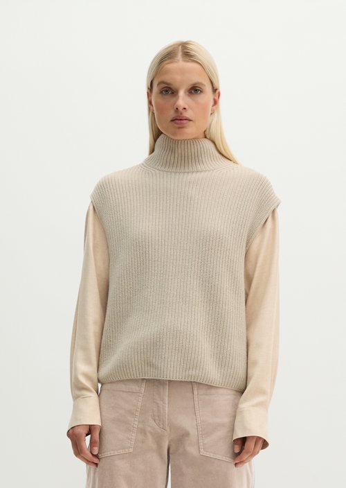 Relaxed Sleeveless Sweater — Light Stone Melange