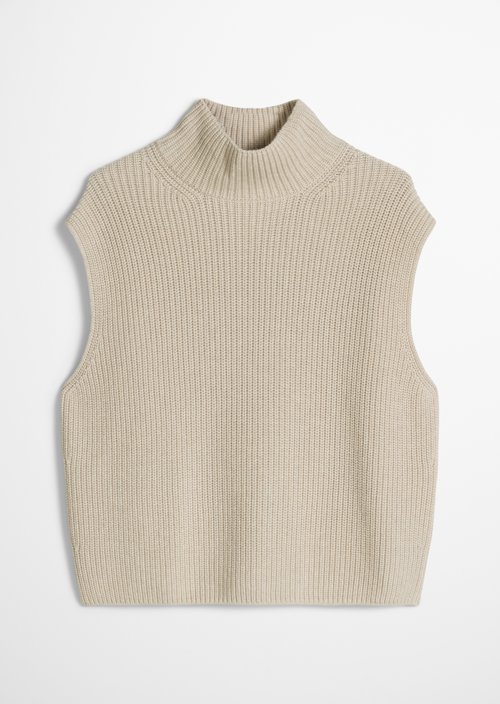 Relaxed Sleeveless Sweater — Light Stone Melange