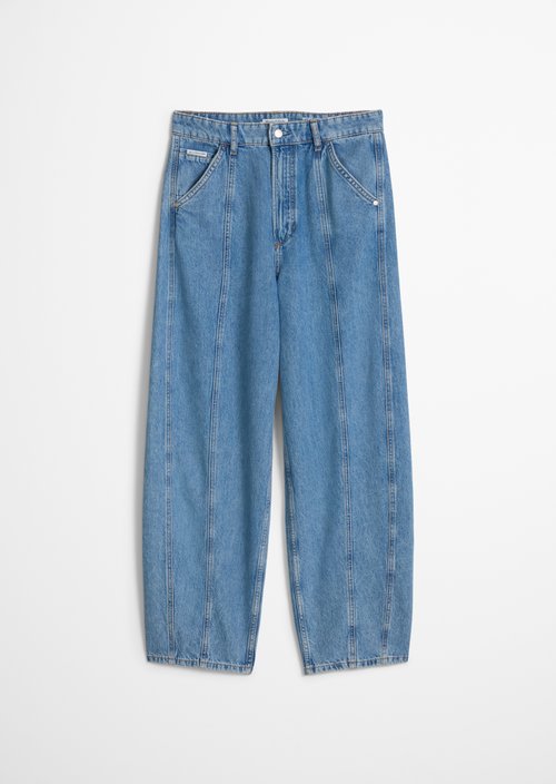 Enni Wide Barrel Jeans — Medium Blue