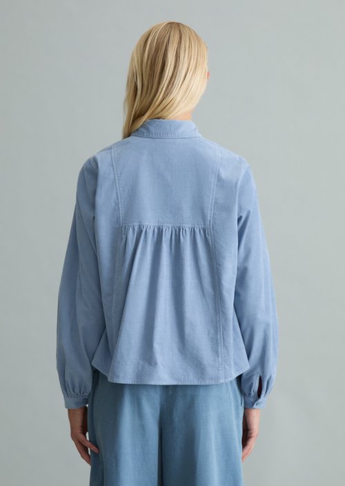 Fine-cord Long-Sleeve Blouse, Regular Fit — Fall Sky
