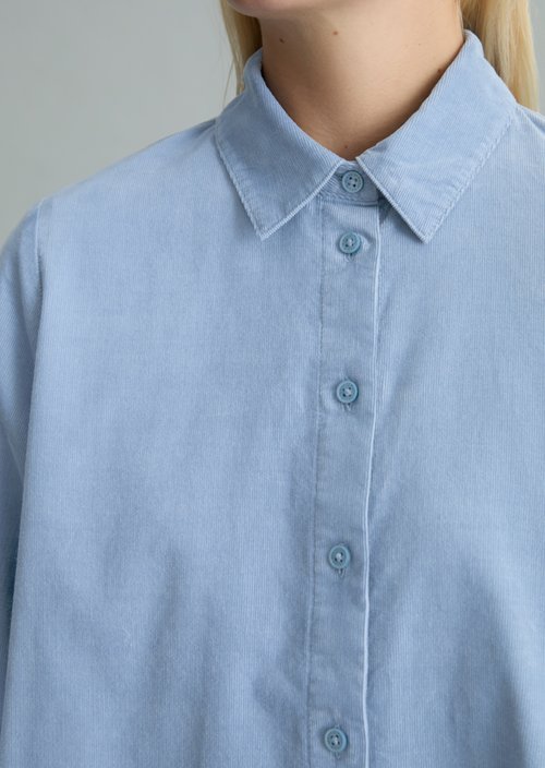 Fine-cord Long-Sleeve Blouse, Regular Fit — Fall Sky