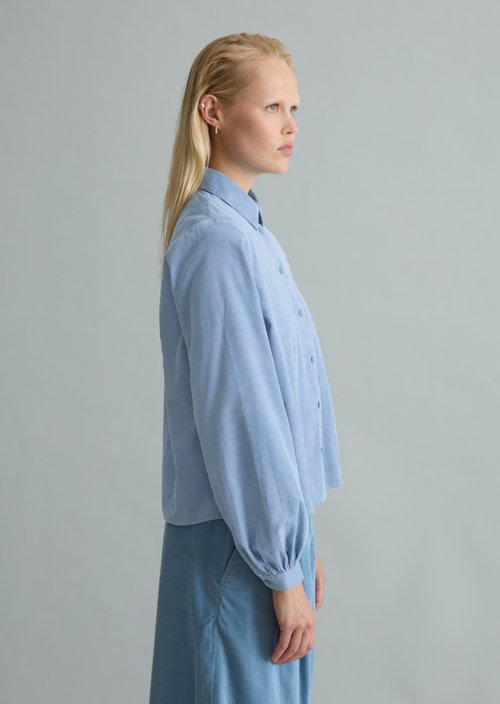 Fine-cord Long-Sleeve Blouse, Regular Fit — Fall Sky