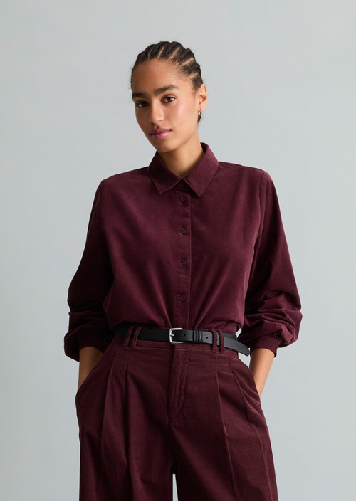 Fine-cord Long-Sleeve Blouse, Regular Fit — Mahagony Jam
