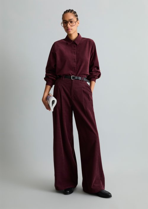 Fine-cord Long-Sleeve Blouse, Regular Fit — Mahagony Jam