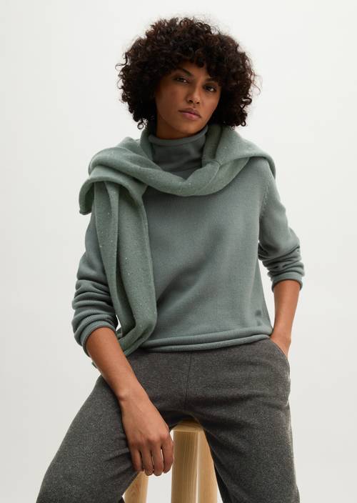 Rollkragenpullover slim regular Foggy Blue in Frontalansicht