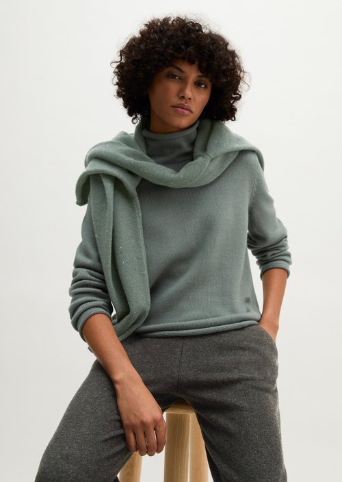 Slim Regular Fit Turtleneck Sweater — Foggy Blue