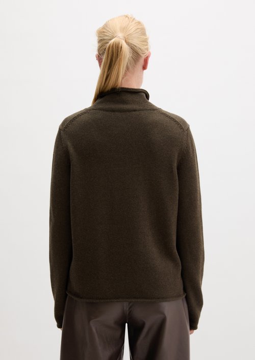 Slim Regular Fit Turtleneck Sweater — Stone Brown Melange