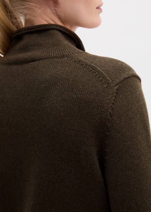 Slim Regular Fit Turtleneck Sweater Stone Brown Melange in detail view