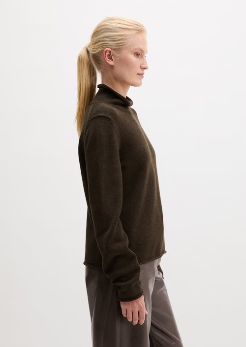 Slim Regular Fit Turtleneck Sweater — Stone Brown Melange