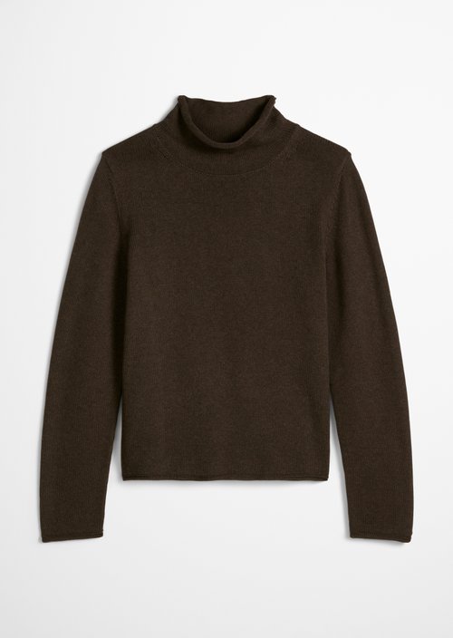 Slim Regular Fit Turtleneck Sweater — Stone Brown Melange