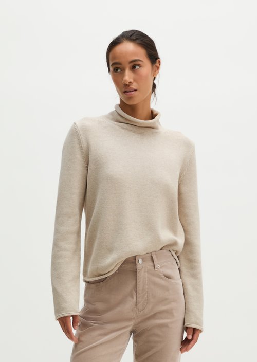 Slim Regular Fit Turtleneck Sweater — Light Stone Melange